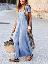 Load image into Gallery viewer, V-Neck Solid Color Short Sleeve Dress