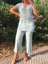 Load image into Gallery viewer, Loose Suit with V-neck Button Embellished Vest