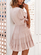 Load image into Gallery viewer, V-neck Lace Ruffle Casual Dress