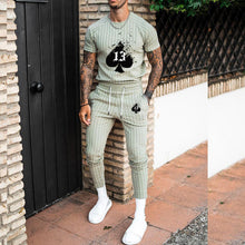 Load image into Gallery viewer, Men'S Spades Green Stripes Casual Two-Piece Suit