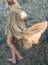 Load image into Gallery viewer, Solid Color Irregular V-Neck Dress