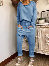 Load image into Gallery viewer, Round Neck Long-sleeved Top and Trousers Casual Suit