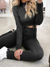 Load image into Gallery viewer, Long Sleeve Slim Drawstring Top Casual Trousers Two-piece