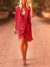 Load image into Gallery viewer, Elegant Casual Loose V Neck Short Sleeve Mini Dress