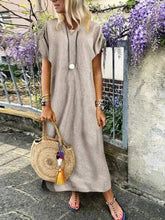 Load image into Gallery viewer, V Neck Short Sleeve Pure Plain Casual Dress