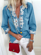 Load image into Gallery viewer, Vintage Bohemian Loose V Neck Top