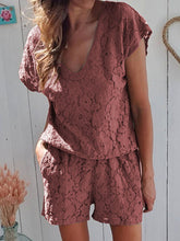 Load image into Gallery viewer, Fashion Hollow Fabric Short Sleeve Casual Suit