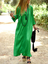 Load image into Gallery viewer, Simple Casual Loose V-Neck Long Sleeve Maxi Dress
