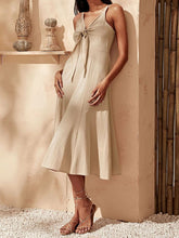 Load image into Gallery viewer, Elegant V-neck Neckline Knotted Slip Midi Dress