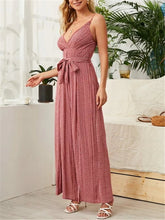 Load image into Gallery viewer, Striped Jumpsuit with V Neck