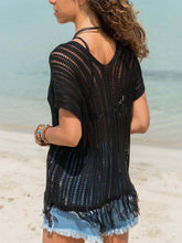 Load image into Gallery viewer, Sexy Cutout T-Shirts Fringe Hem V-Neck Tops