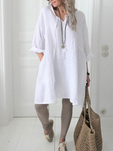 Load image into Gallery viewer, Casual Cotton and Linen Long-sleeved Dress