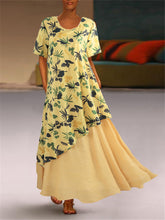 Load image into Gallery viewer, Floral Printed Fake Two Irregular Maxi Dress