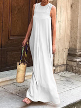 Load image into Gallery viewer, Casual Solid Color Sleeveless Round Neck Dress