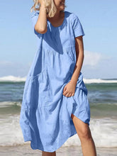 Load image into Gallery viewer, Front Pocket Solid Color Loose Casual Dress