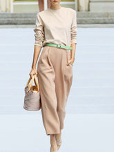Load image into Gallery viewer, Casual Solid Color Long-sleeved Top Nine-point Pants Two-piece Suit