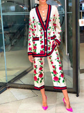 Load image into Gallery viewer, Fashion Elegant Long Sleeve Coat Pants Retro Floral Suit