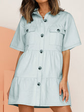 Load image into Gallery viewer, High Waist Button Workwear Casual Dress with Pockets