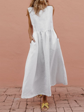 Load image into Gallery viewer, Solid Color Sleeveless Pocket Dress
