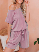 Load image into Gallery viewer, Casual Solid Color Long Sleeve Round Neck Shirt Shorts Two-piece Suit