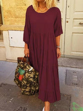 Load image into Gallery viewer, Bohemian Casual Solid Long Sleeve Maxi Dress