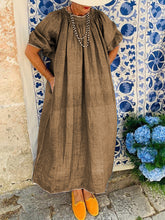 Load image into Gallery viewer, Casual Solid Color Puff Sleeve Round Neck Dress