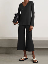 Load image into Gallery viewer, Pure Color V-Neck Casual Knitted Long Sleeve Suit