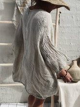 Load image into Gallery viewer, Round Neck Casual Solid Linen Blouses
