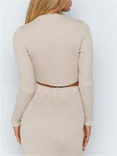 Load image into Gallery viewer, Round Neck Solid Color Knitted Suit Skirt