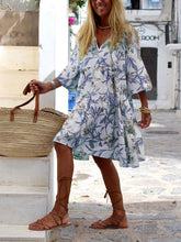 Load image into Gallery viewer, Printed V-Neck Casual Dress