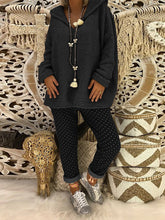 Load image into Gallery viewer, Winter Knitted Pure Color Hooded Sweater Polka Dot Pants Women's Suit