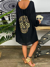 Load image into Gallery viewer, Fashion Skull Print Long Sleeve Dress
