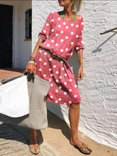 Load image into Gallery viewer, Holiday Casual Polka Dot Round Neck Dress