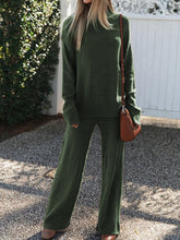 Load image into Gallery viewer, Casual Loose Solid Color Long Sleeve High Neck Two-piece Suit