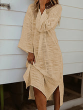 Load image into Gallery viewer, Long Sleeve Round Neck Solid Color Casual Dress