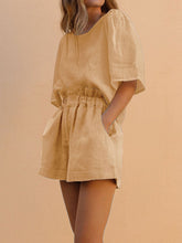 Load image into Gallery viewer, Short-sleeved Top and High-waist Shorts Women's Suit