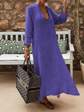 Load image into Gallery viewer, Loose V-Neck Solid Color Dress