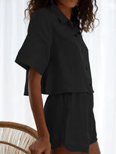 Load image into Gallery viewer, Casual Loose Solid Color Lapel Short Sleeve Two-piece Suit