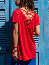 Load image into Gallery viewer, Fashion V-Neck Short Sleeve Back Cutout T-Shirts