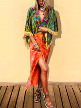 Load image into Gallery viewer, Bohemian Printed Tassel Mini Dress