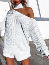 Load image into Gallery viewer, Sexy Hollow Solid Color High Neck Two-piece Suit