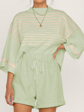 Load image into Gallery viewer, Casual Striped Top and Shorts Two-piece Set