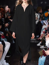 Load image into Gallery viewer, Casual Loose Solid Color V-neck Long Sleeve Dress