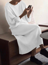 Load image into Gallery viewer, Casual Loose Solid Color Round Neck Long Sleeve Dress