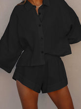 Load image into Gallery viewer, Casual Loose Solid Color Mid-sleeved Top and Shorts Two-piece Suit