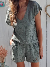 Load image into Gallery viewer, Fashion Hollow Fabric Short Sleeve Casual Suit