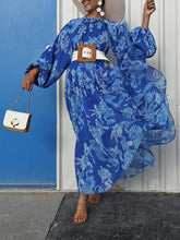 Load image into Gallery viewer, Print Chiffon Lantern Sleeves Dress