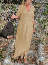 Load image into Gallery viewer, Pure Color V-Neck Casual Dress