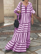 Load image into Gallery viewer, Solid Color Casual Striped Print Dress