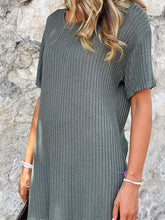 Load image into Gallery viewer, Fashionable Simple Round Neck Short Sleeve Top Pants Knitted Suit